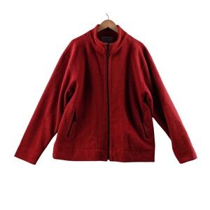 The Territory Ahead Red Textured Fleece Zip Up Jacket Men's XL Made in USA